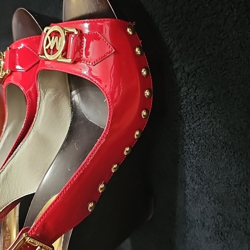Michael Kors Vibrant Red Wedge Sandals - Picture 6 of 6
